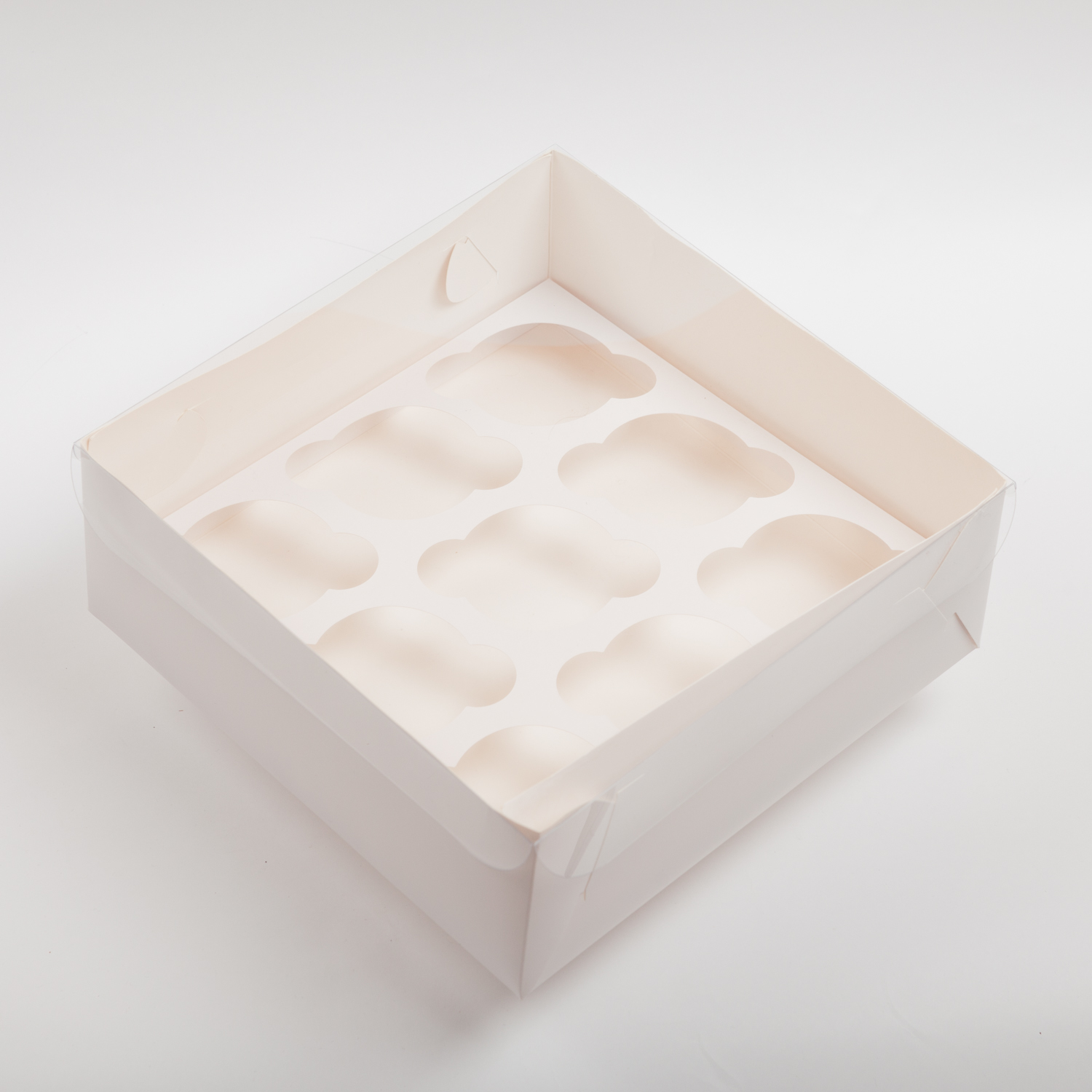 Детальная картинка Коробка для 9 капкейков с прозрачной крышкой 25*25*10