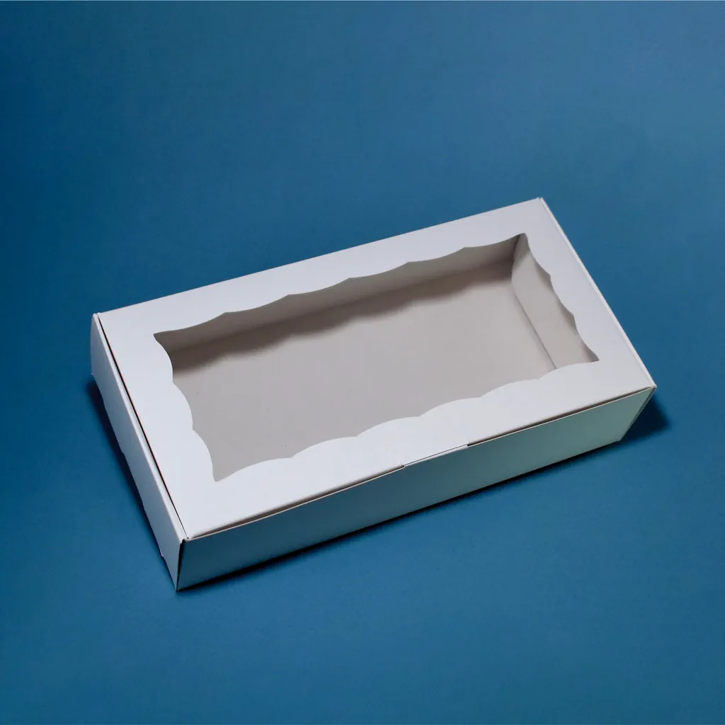 Детальная картинка 22*11*5 Коробка для нарезных пирожных белая с окном